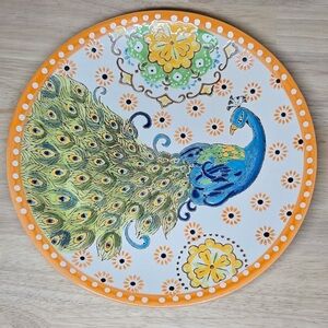 Dutch Wax Peacock Mug Blue/Turquoise Handpainted Ceramic by Coastline Imports 9”